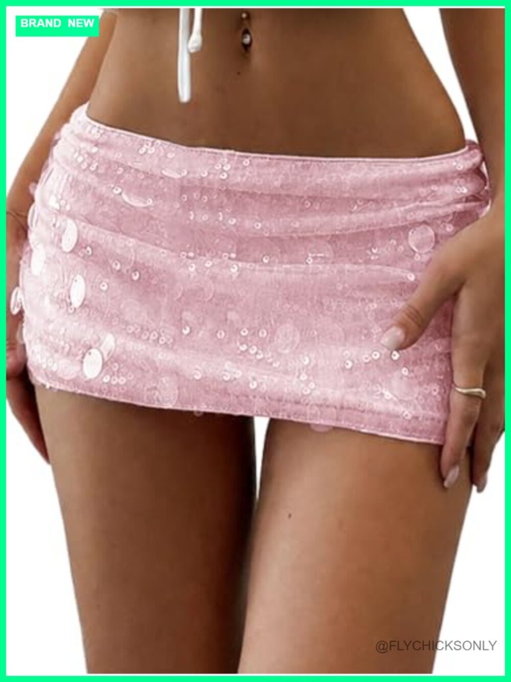 Sequin Low Waist Mini Skorts with Built-in Shorts Bodycon Party